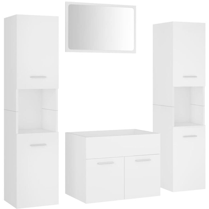 

Conjunto de muebles de baño aglomerado blanco - Blanco - Vidaxl