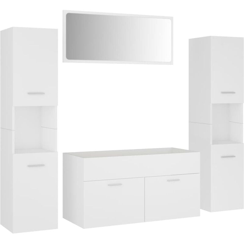 

Conjunto de muebles de baño aglomerado blanco - Blanco - Vidaxl