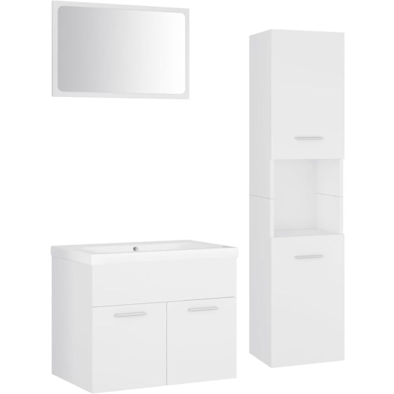 

Conjunto de muebles de baño aglomerado blanco - Blanco - Vidaxl