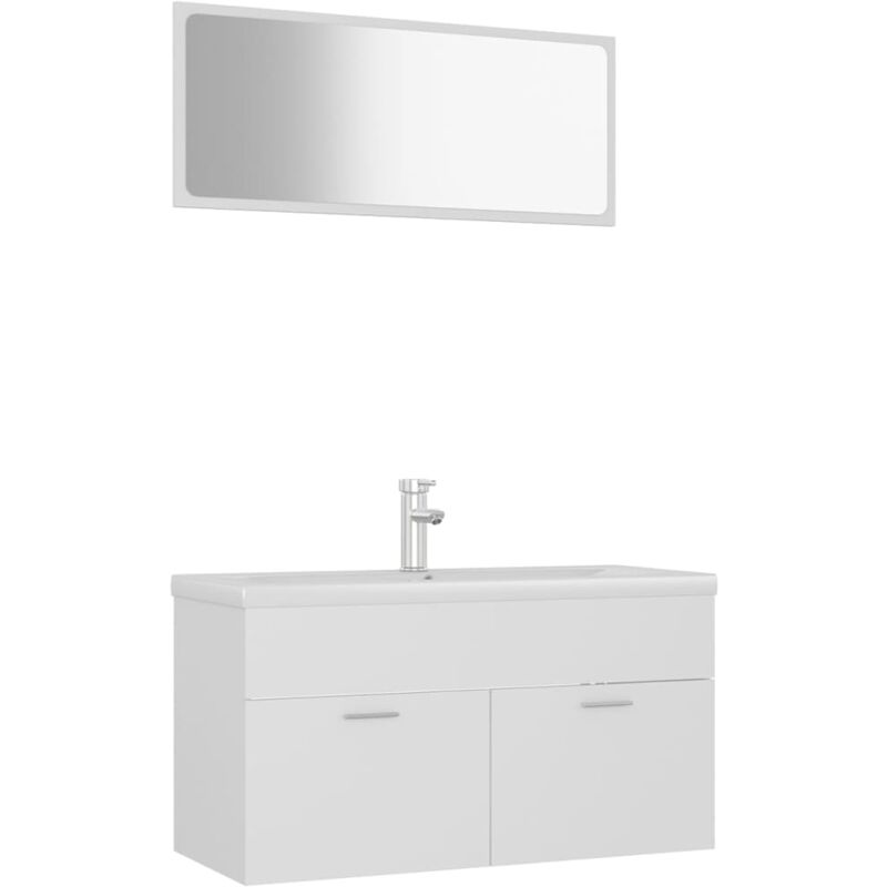 

Conjunto de muebles de baño aglomerado blanco - Blanco - Vidaxl