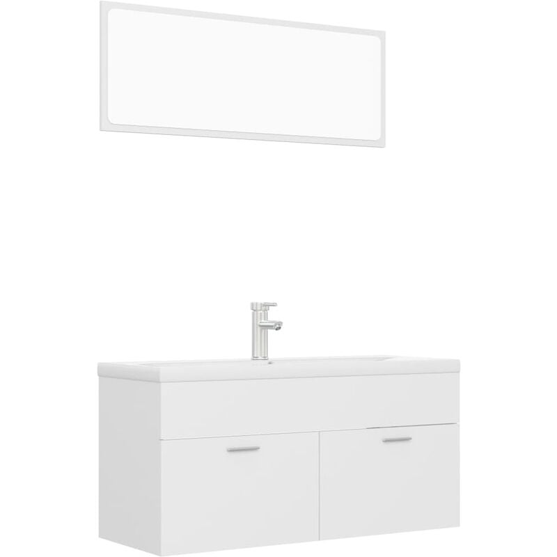 

Conjunto de muebles de baño aglomerado blanco - Blanco - Vidaxl
