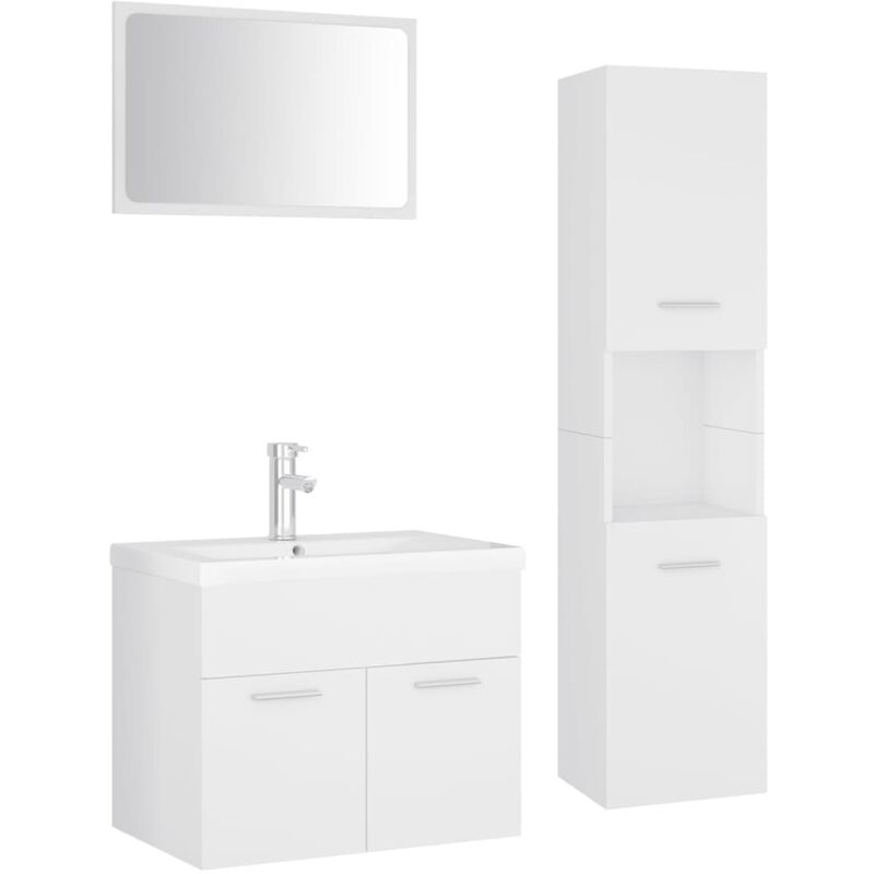 

vidaXL Conjunto de muebles de baño aglomerado blanco - Blanco