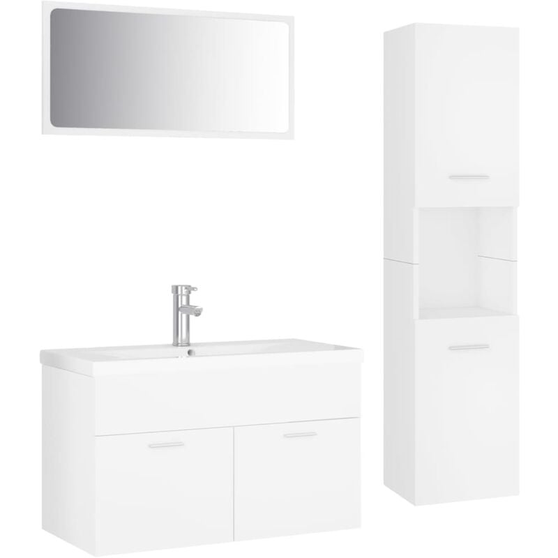 

Conjunto de muebles de baño aglomerado blanco - Blanco - Vidaxl