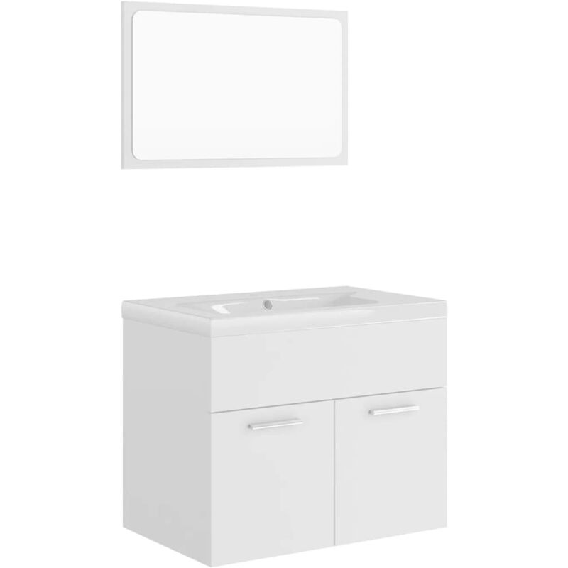 

Conjunto de muebles de baño aglomerado blanco - Blanco - Vidaxl