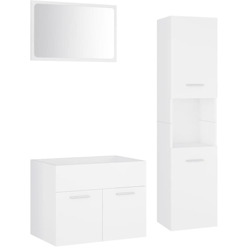 

Conjunto de muebles de baño aglomerado blanco - Blanco - Vidaxl