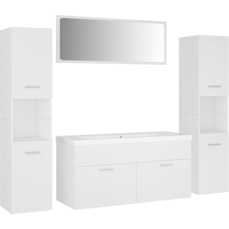 

Conjunto de muebles de baño aglomerado blanco - Blanco - Vidaxl