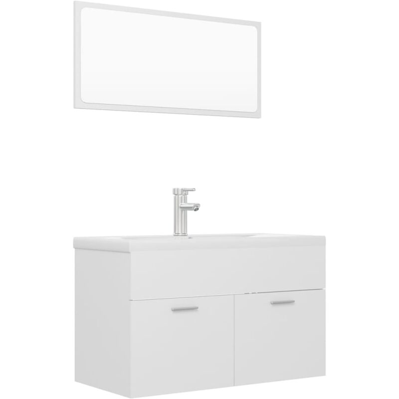 

Conjunto de muebles de baño aglomerado blanco - Blanco - Vidaxl