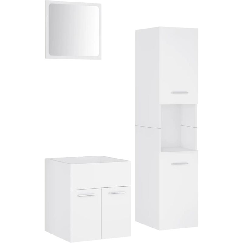 

Conjunto de muebles de baño aglomerado blanco - Blanco - Vidaxl