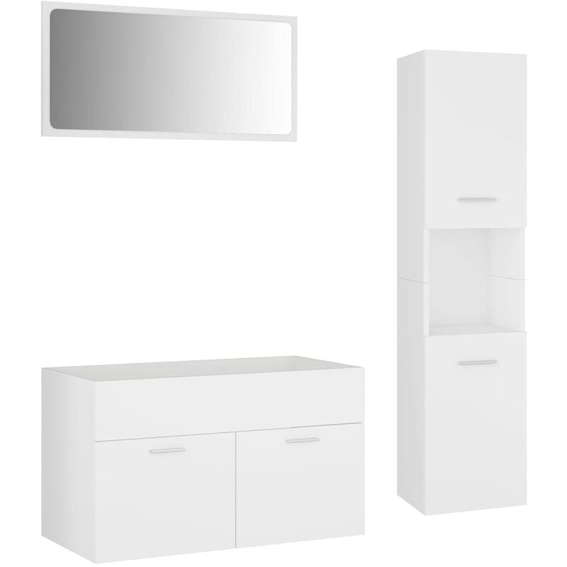 

Conjunto de muebles de baño aglomerado blanco - Blanco - Vidaxl