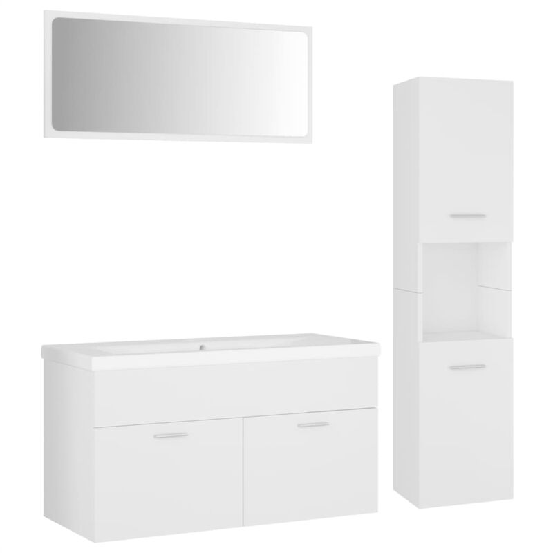 

Conjunto de muebles de baño aglomerado blanco - Blanco - Vidaxl