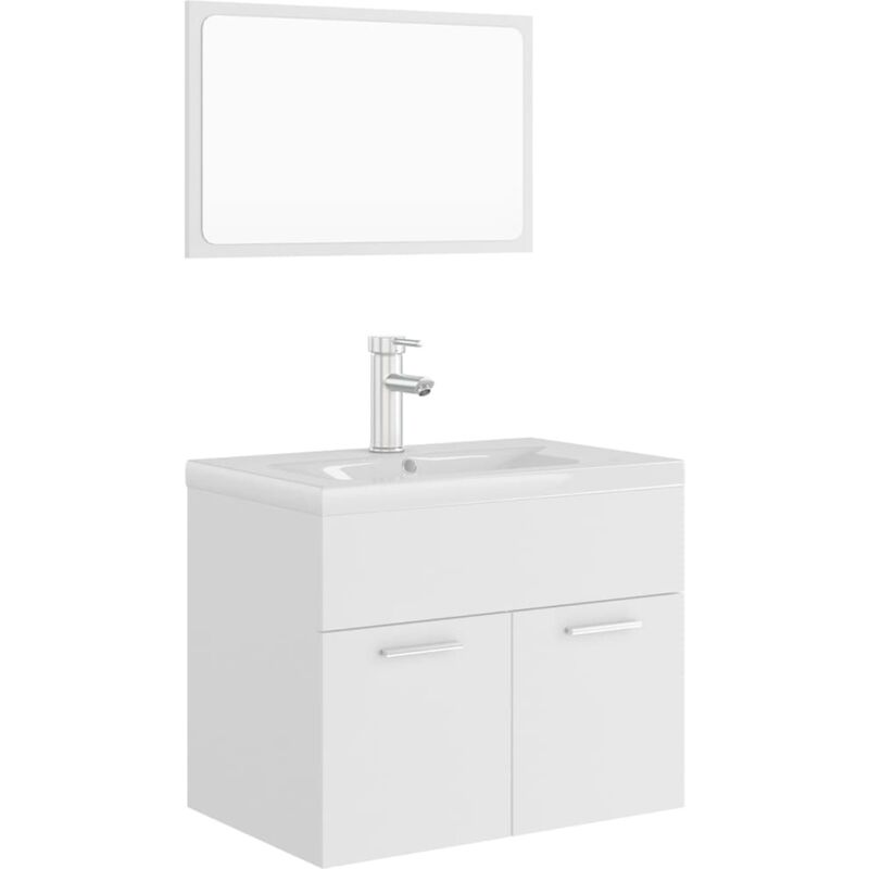 

Conjunto de muebles de baño aglomerado blanco - Blanco - Vidaxl