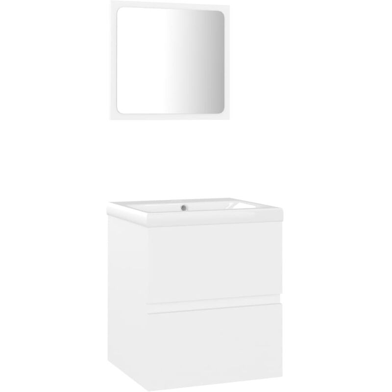 

Conjunto de muebles de baño aglomerado blanco - Blanco - Vidaxl
