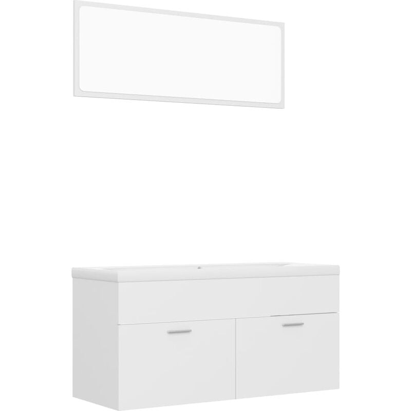 

vidaXL Conjunto de muebles de baño aglomerado blanco - Blanco