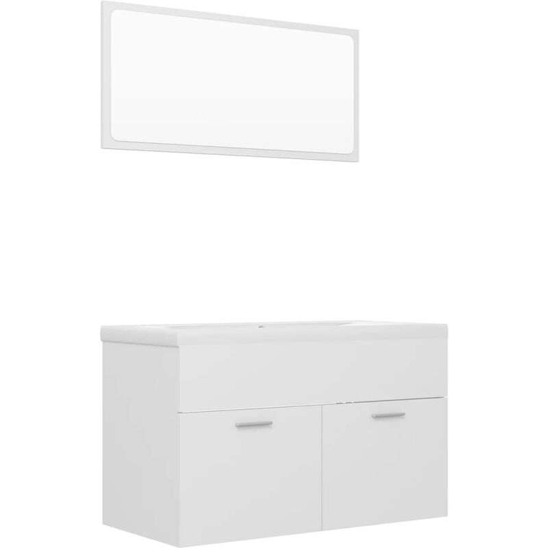 

Conjunto de muebles de baño aglomerado blanco - Blanco - Vidaxl