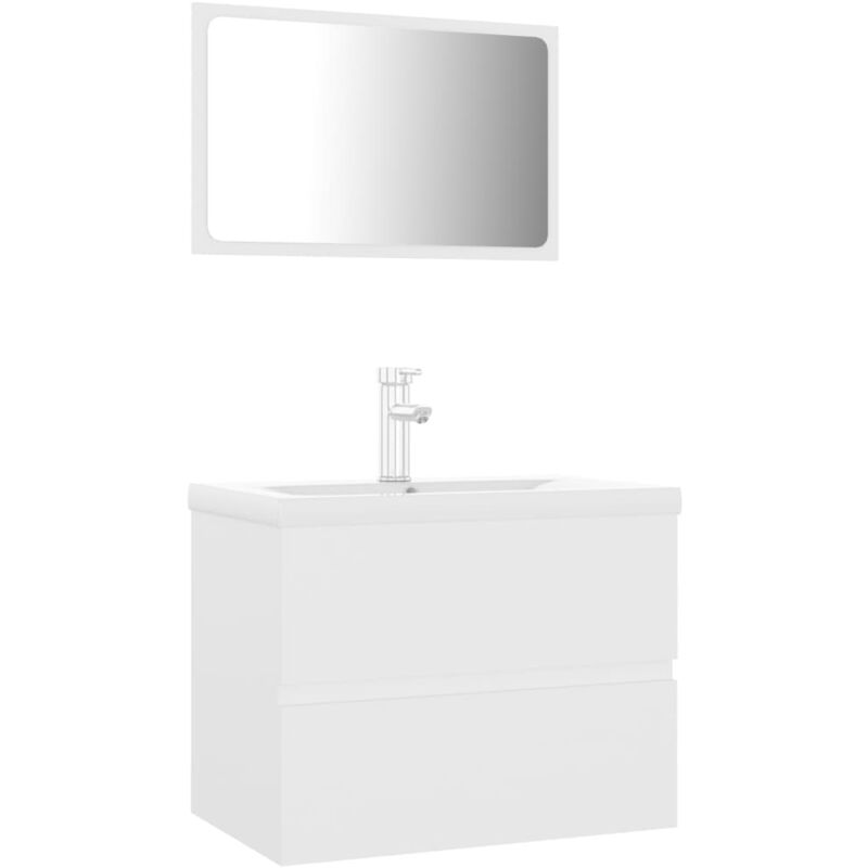 

Conjunto de muebles de baño aglomerado blanco - Blanco - Vidaxl