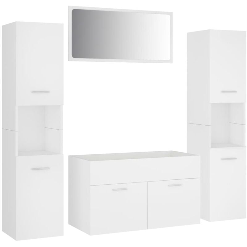 

Conjunto de muebles de baño aglomerado blanco - Blanco - Vidaxl