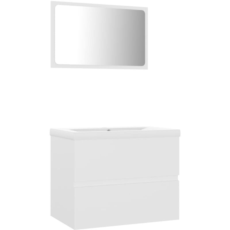 

vidaXL Conjunto de muebles de baño aglomerado blanco - Blanco