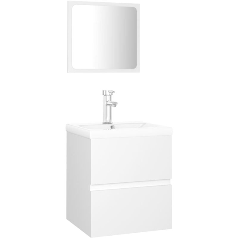 

Conjunto de muebles de baño aglomerado blanco - Blanco - Vidaxl
