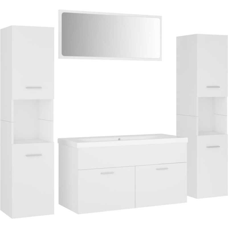 

Conjunto de muebles de baño aglomerado blanco - Blanco - Vidaxl