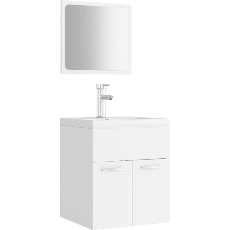 

Conjunto de muebles de baño aglomerado blanco - Blanco - Vidaxl