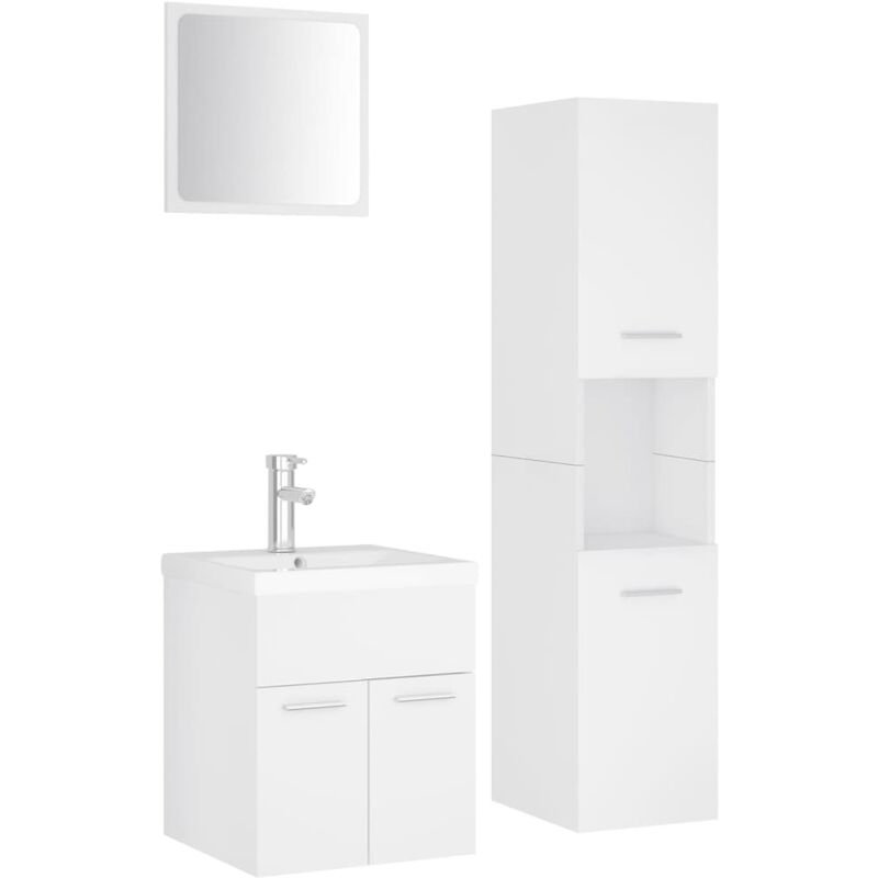 

Conjunto de muebles de baño aglomerado blanco - Blanco - Vidaxl