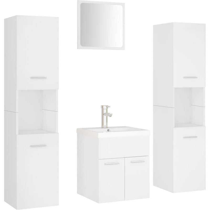 

vidaXL Conjunto de muebles de baño aglomerado blanco - Blanco