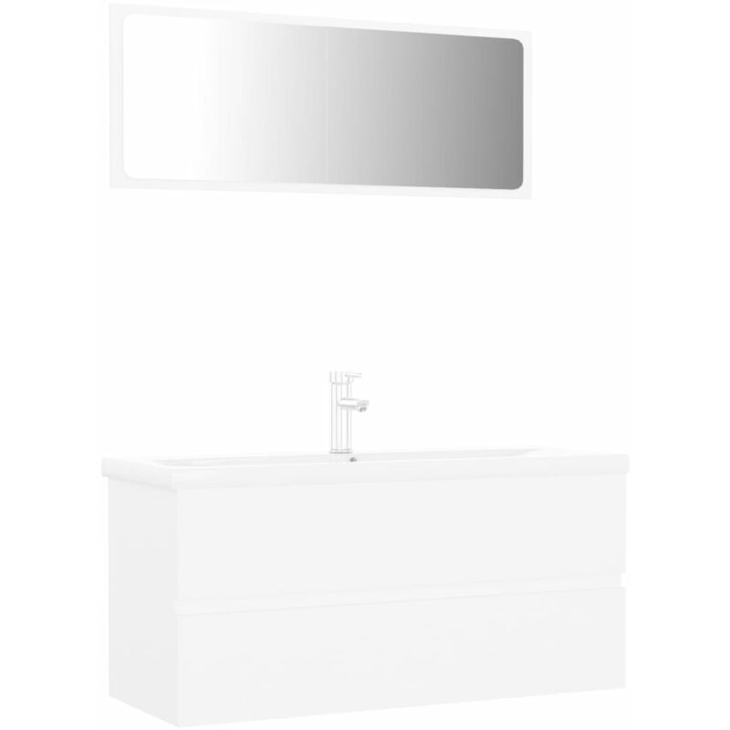 

vidaXL Conjunto de muebles de baño aglomerado blanco - Blanco
