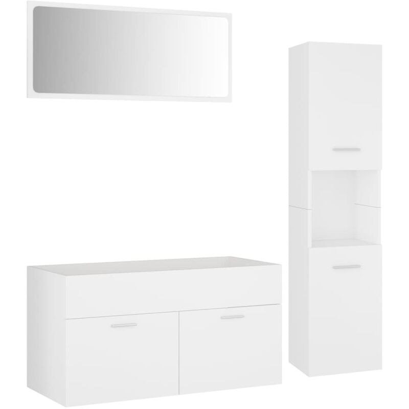 

Conjunto de muebles de baño aglomerado blanco - Blanco - Vidaxl