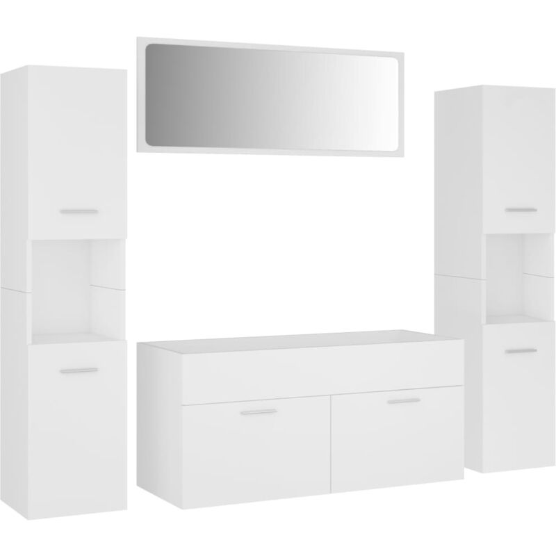 

Conjunto de muebles de baño aglomerado blanco - Blanco - Vidaxl
