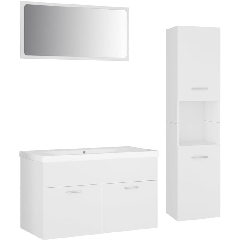 

Conjunto de muebles de baño aglomerado blanco - Blanco - Vidaxl