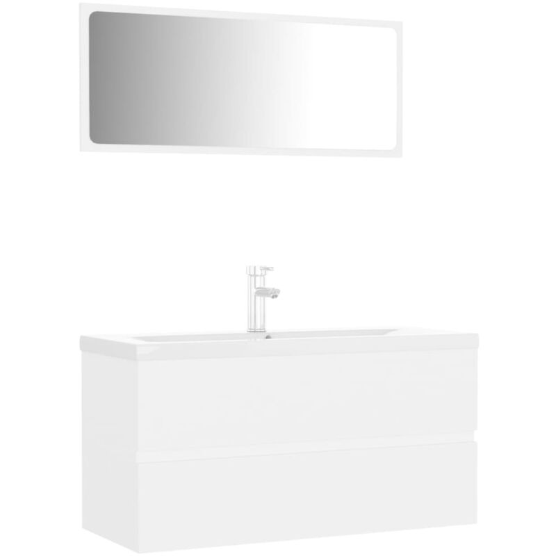 

Conjunto de muebles de baño aglomerado blanco - Blanco - Vidaxl