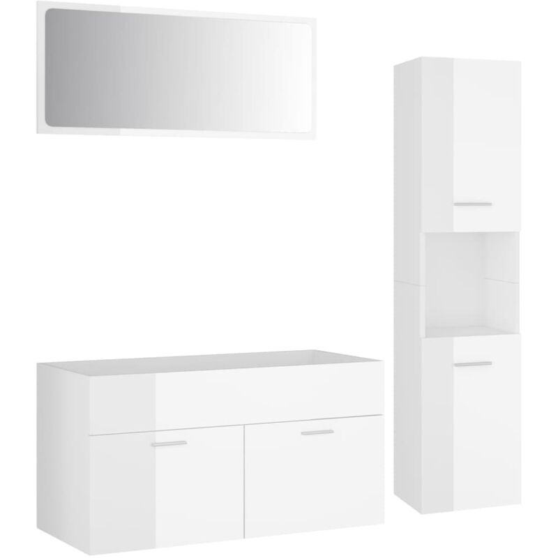 

Vidaxl - Conjunto de muebles de baño aglomerado blanco brillante - Blanco