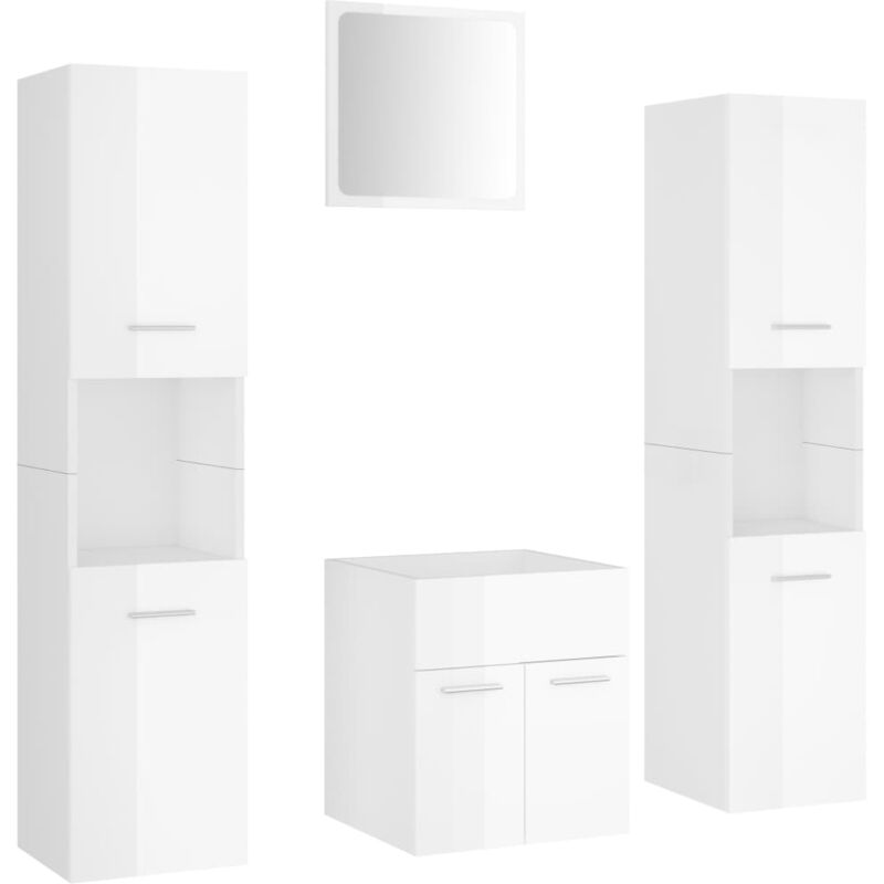 

Conjunto de muebles de baño aglomerado blanco brillante - Blanco - Vidaxl