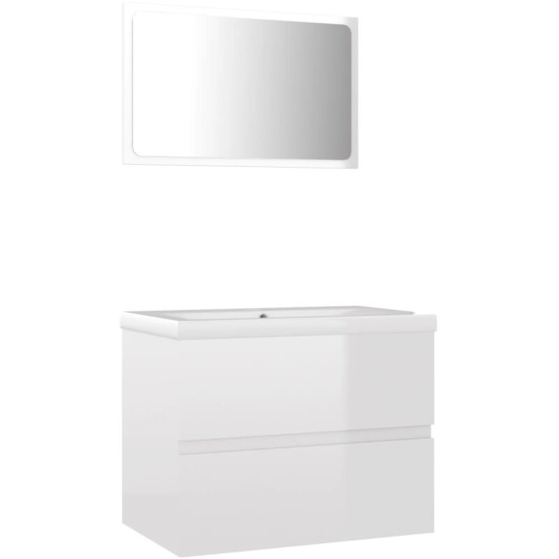 

Conjunto de muebles de baño aglomerado blanco brillante - Blanco - Vidaxl