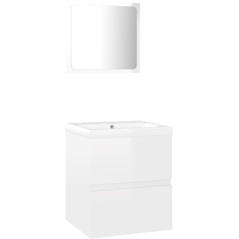 

vidaXL Conjunto de muebles de baño aglomerado blanco brillante - Blanco