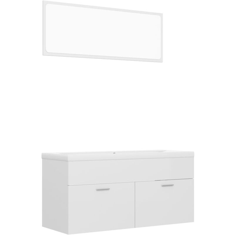 

Conjunto de muebles de baño aglomerado blanco brillante - Blanco - Vidaxl