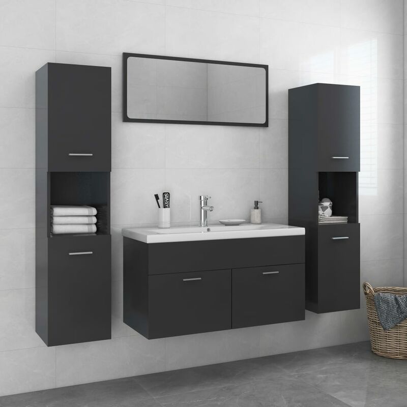 

Conjunto de muebles de baño aglomerado gris