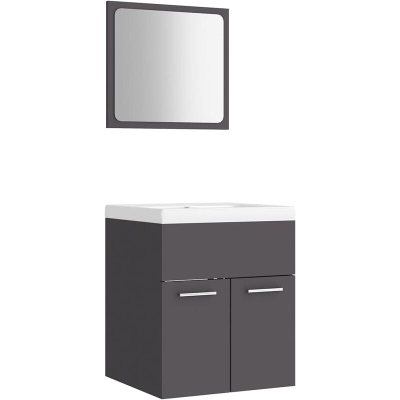 

Conjunto de muebles de baño aglomerado gris - Gris - Vidaxl