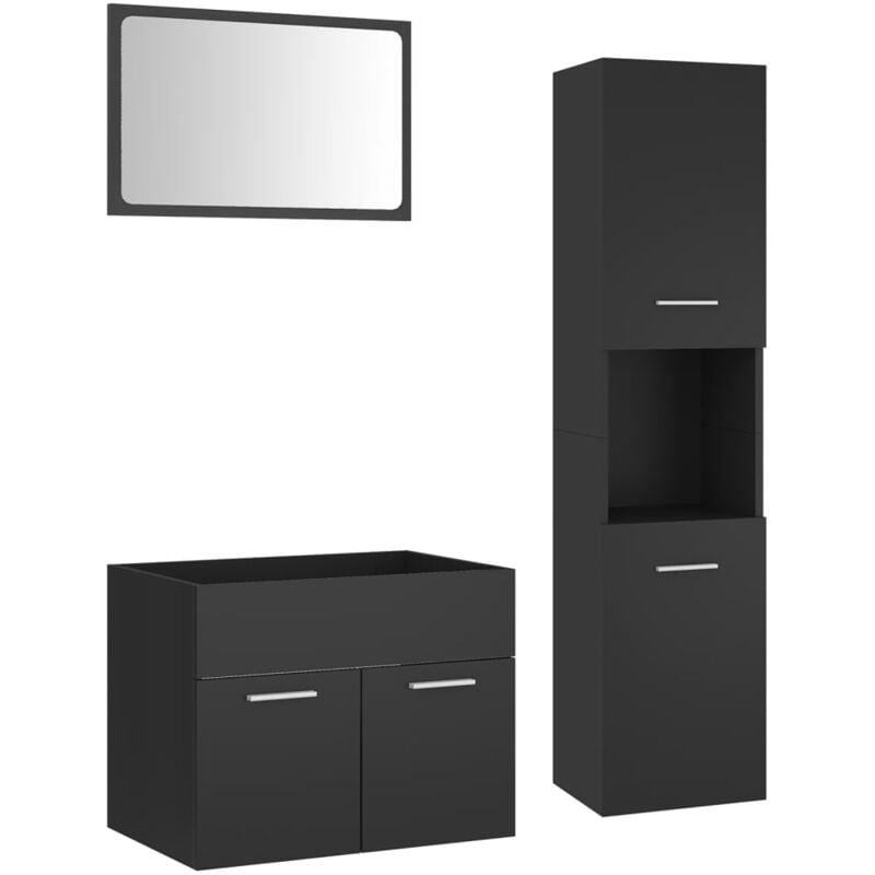 

vidaXL Conjunto de muebles de baño aglomerado gris - Gris