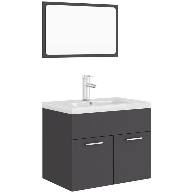 

Conjunto de muebles de baño aglomerado gris - Gris - Vidaxl