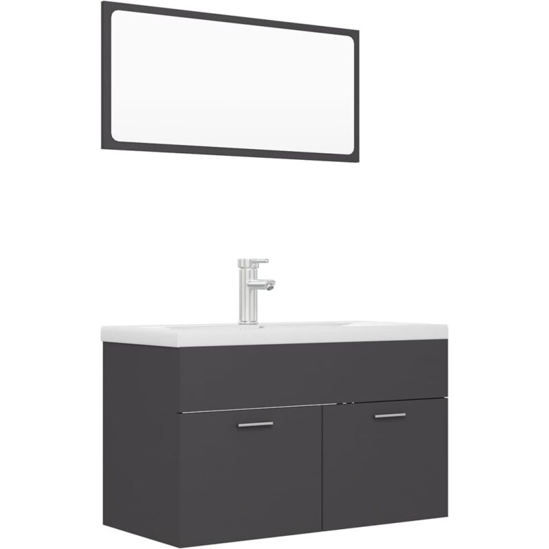 

Conjunto de muebles de baño aglomerado gris - Gris - Vidaxl