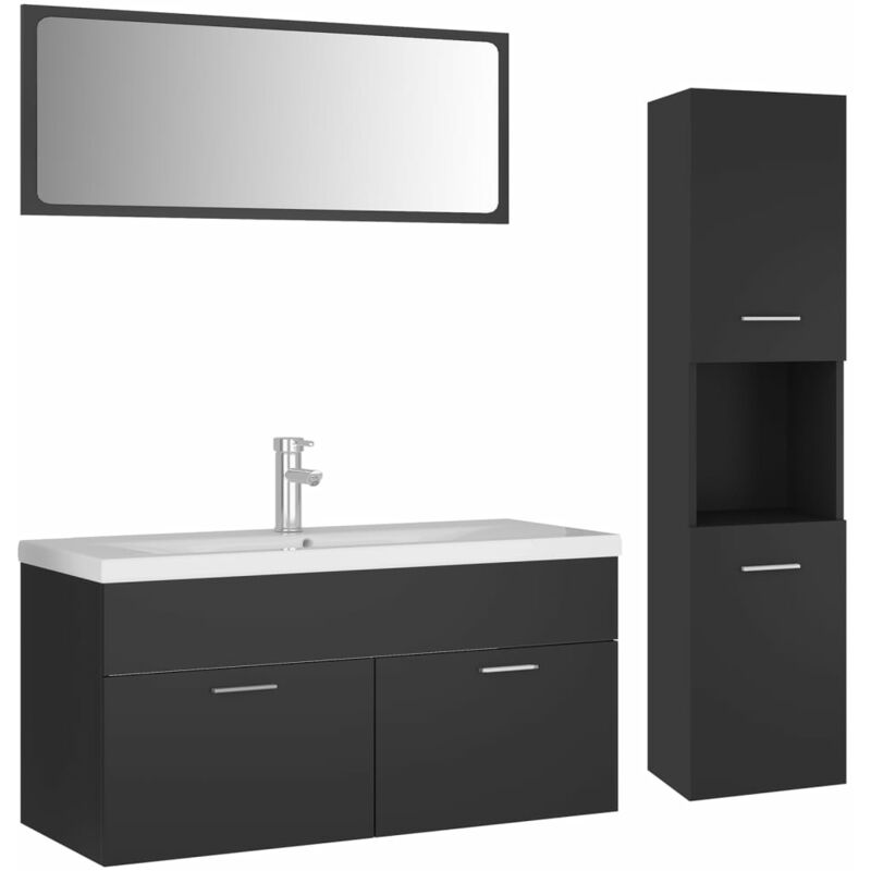 

Conjunto de muebles de baño aglomerado gris - Gris - Vidaxl