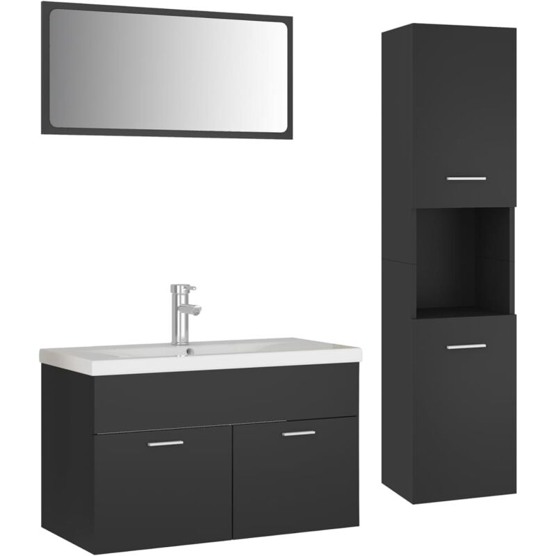 

Conjunto de muebles de baño aglomerado gris - Gris - Vidaxl