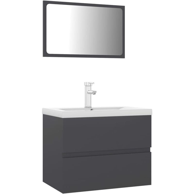 

Conjunto de muebles de baño aglomerado gris - Gris - Vidaxl