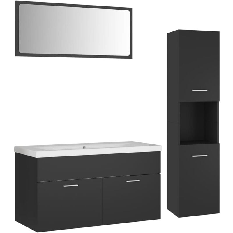 

vidaXL Conjunto de muebles de baño aglomerado gris - Gris