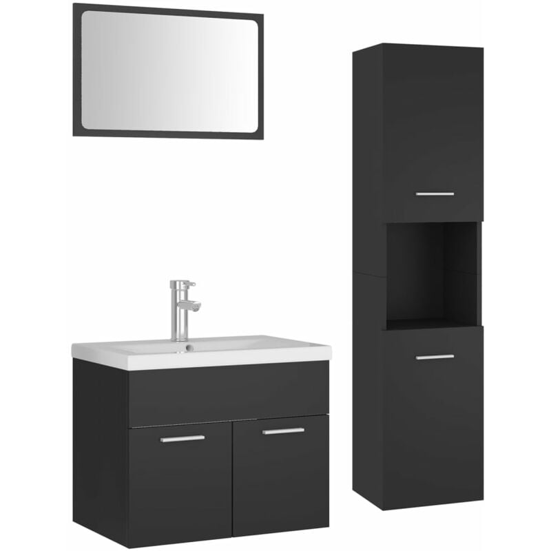 

vidaXL Conjunto de muebles de baño aglomerado gris - Gris