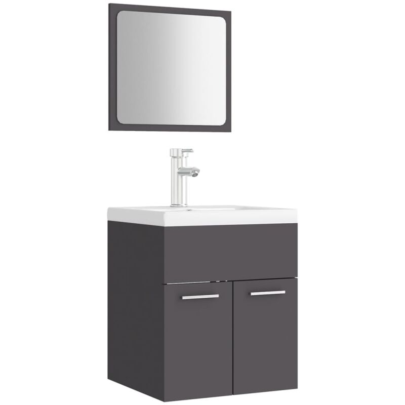 

Conjunto de muebles de baño aglomerado gris - Gris - Vidaxl