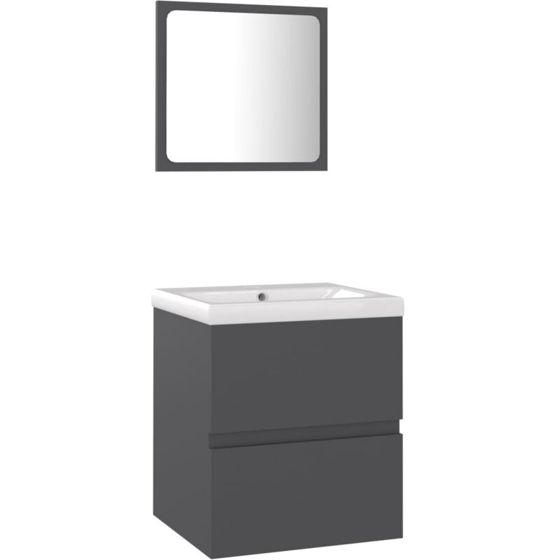 

Conjunto de muebles de baño aglomerado gris - Gris - Vidaxl