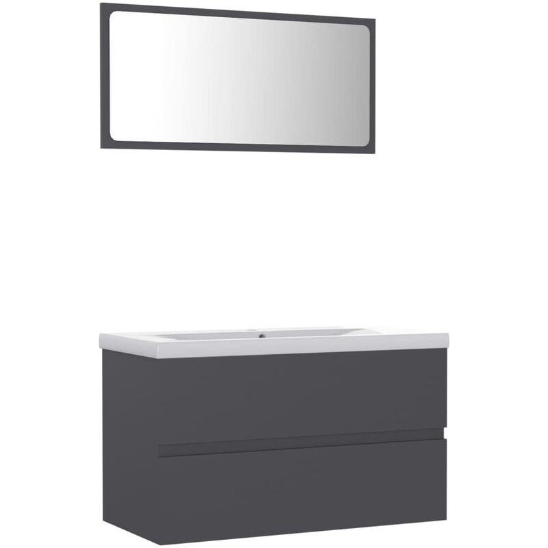

Conjunto de muebles de baño aglomerado gris - Gris - Vidaxl