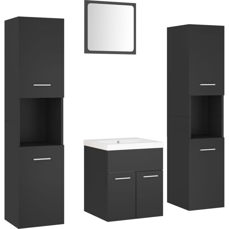 

Conjunto de muebles de baño aglomerado gris - Gris - Vidaxl